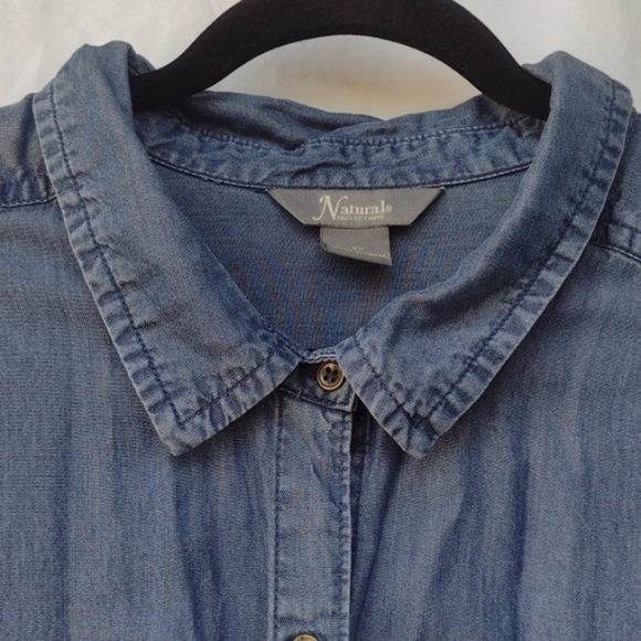 Natural Reflections Chambray Floral Shirt 3X - Picture 4 of 9